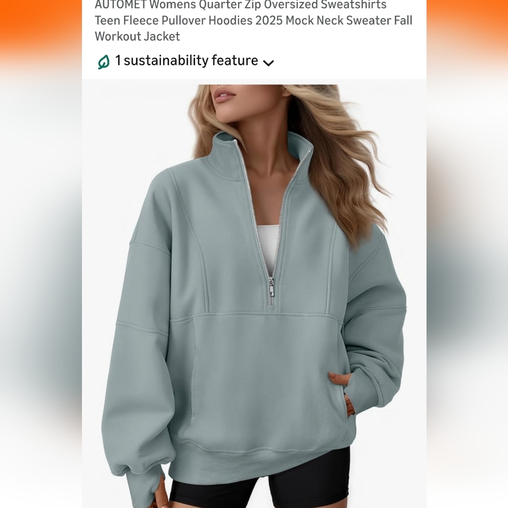 Green Half-Zip Pullover Sweatshirt